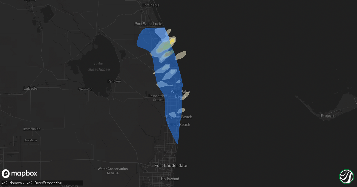 Hail map in West Palm Beach, FL on April 11, 2021