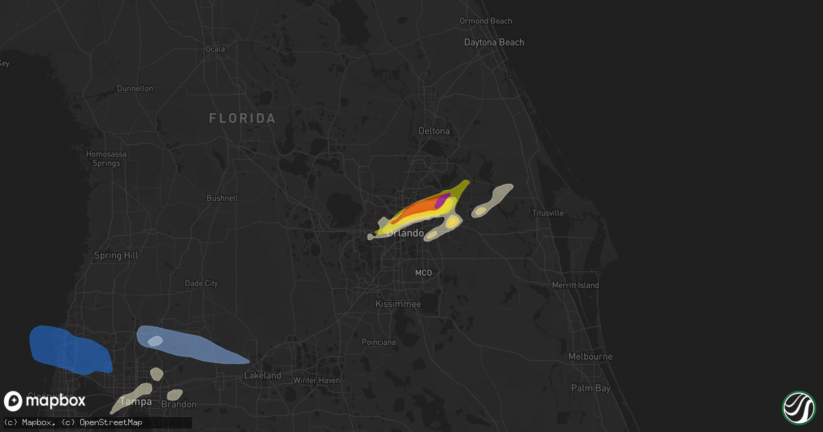 Hail map in Winter Park, FL on April 11, 2021