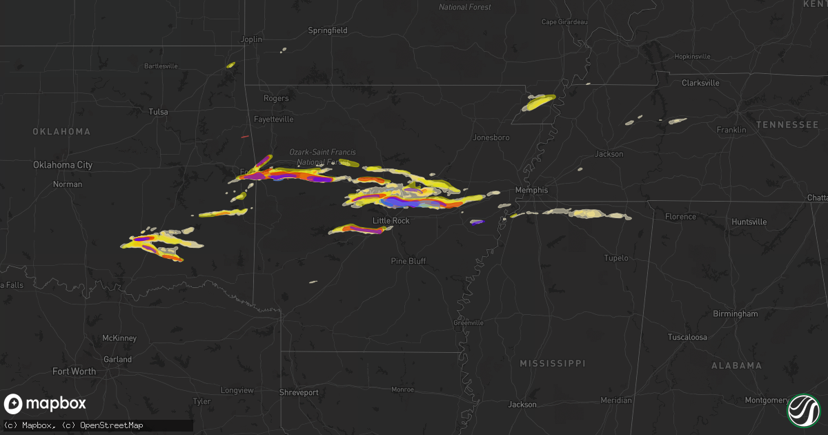 Hail map in Arkansas on April 11, 2022