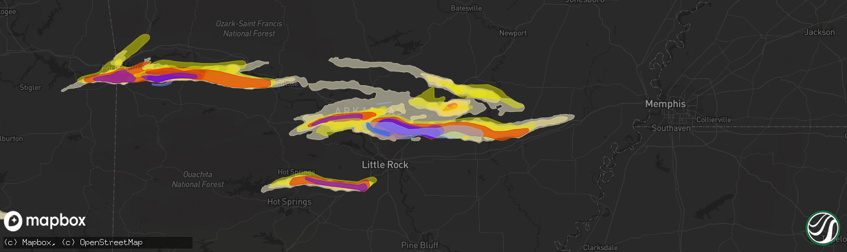 Hail map in Austin, AR on April 11, 2022