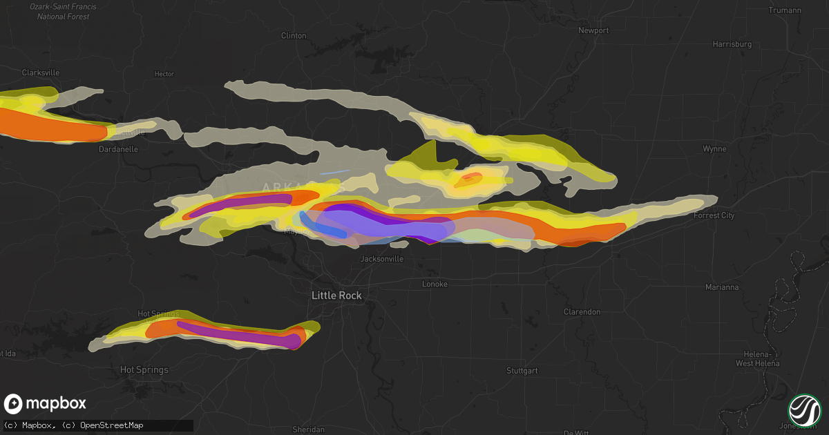 Hail map in Austin, AR on April 11, 2022