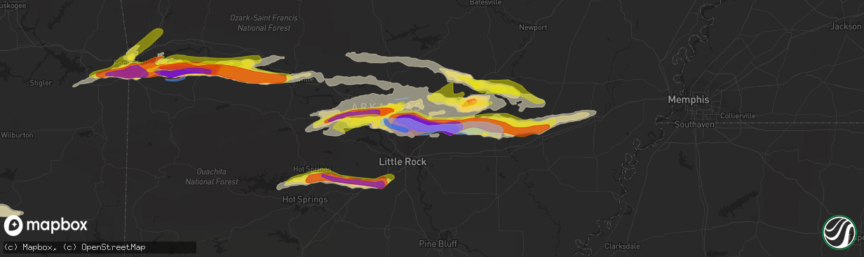 Hail map in Cabot, AR on April 11, 2022