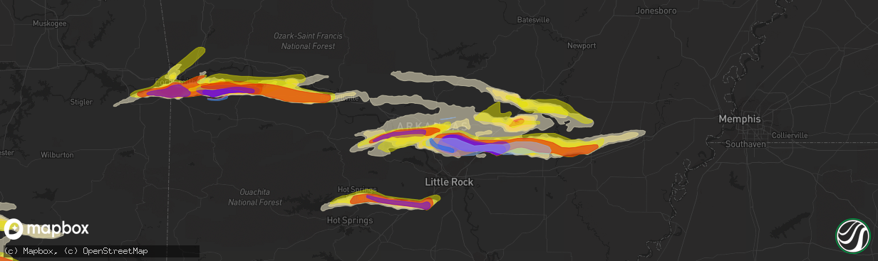 Hail map in Conway, AR on April 11, 2022