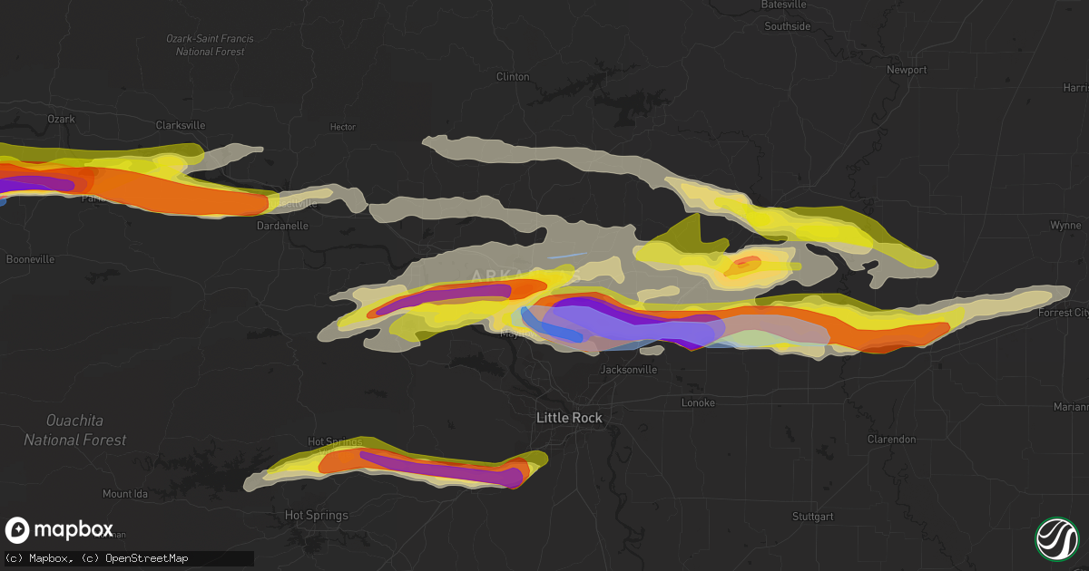 Hail map in Conway, AR on April 11, 2022