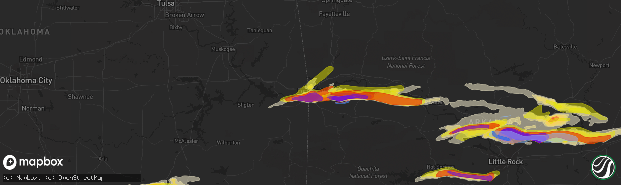 Hail map in Fort Smith, AR on April 11, 2022