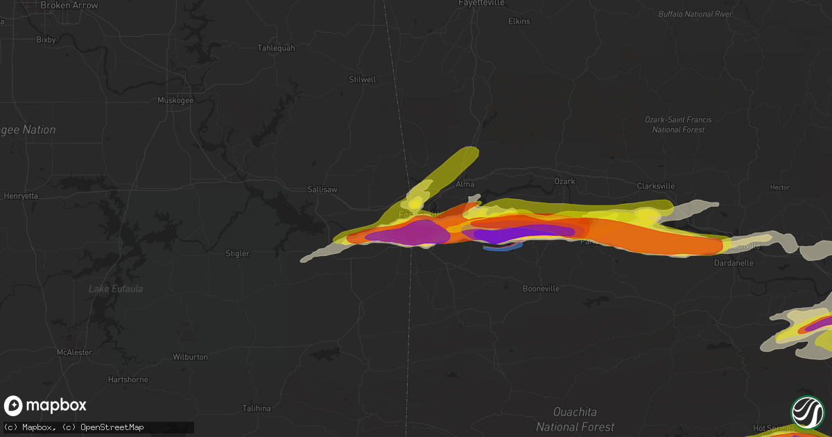 Hail map in Fort Smith, AR on April 11, 2022