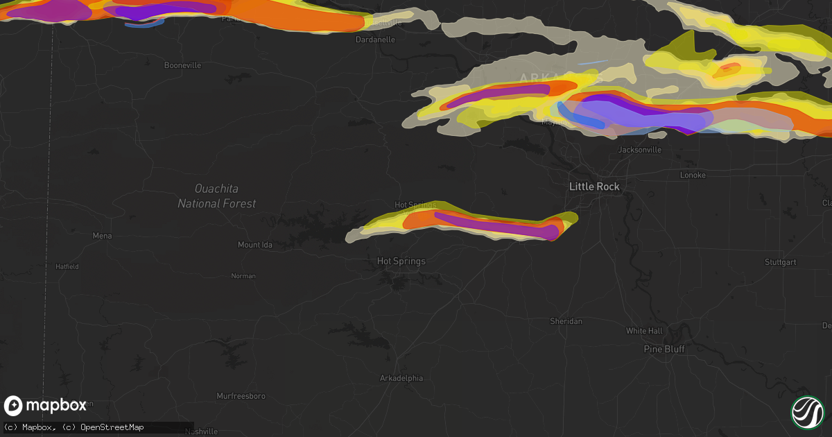 Hail map in Hot Springs Village, AR on April 11, 2022