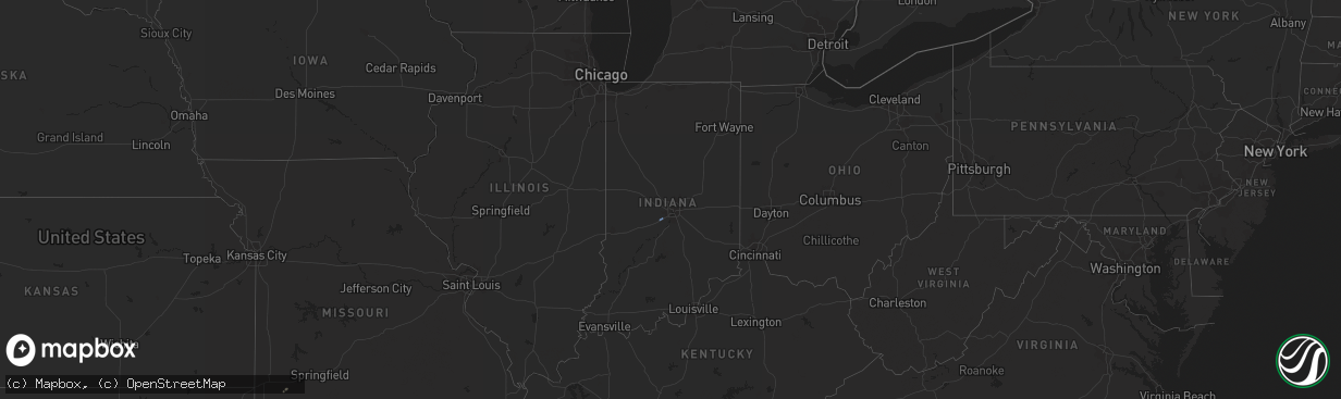 Hail map in Indiana on April 11, 2022