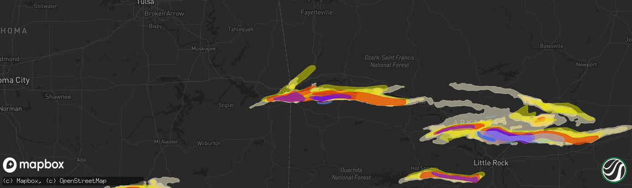 Hail map in Lavaca, AR on April 11, 2022