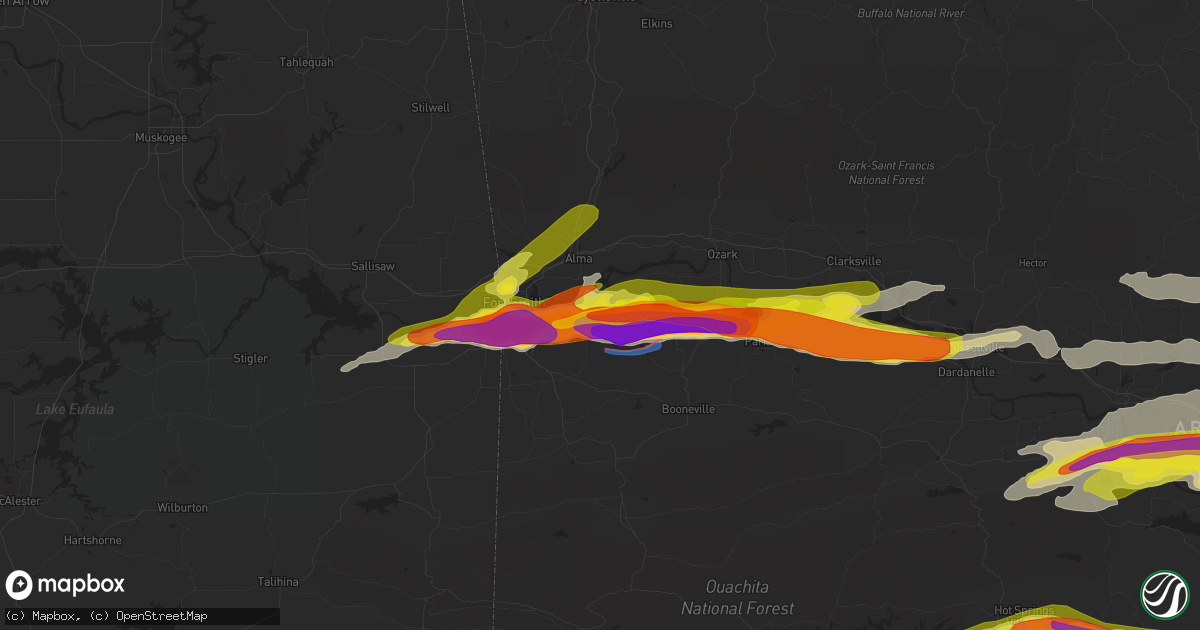 Hail map in Lavaca, AR on April 11, 2022