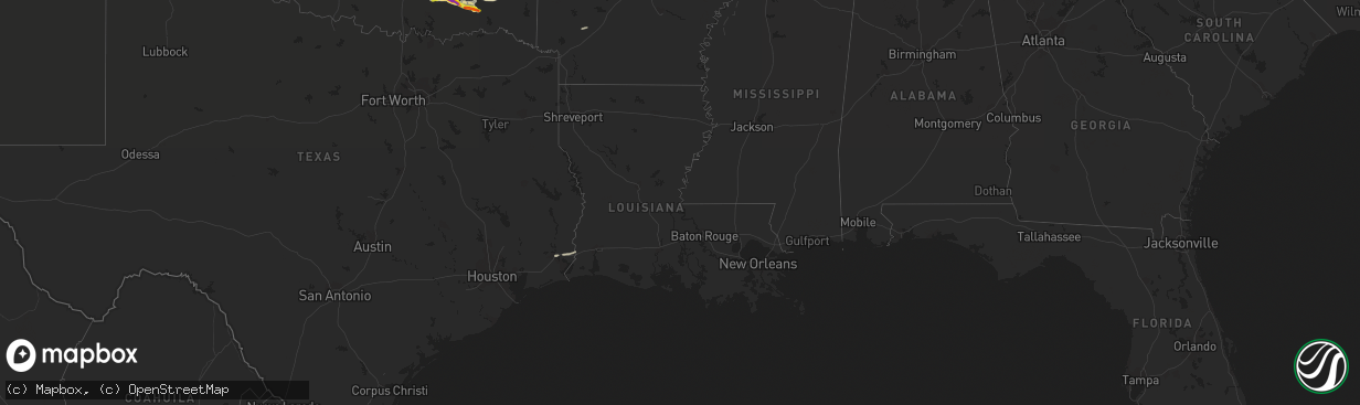 Hail map in Louisiana on April 11, 2022