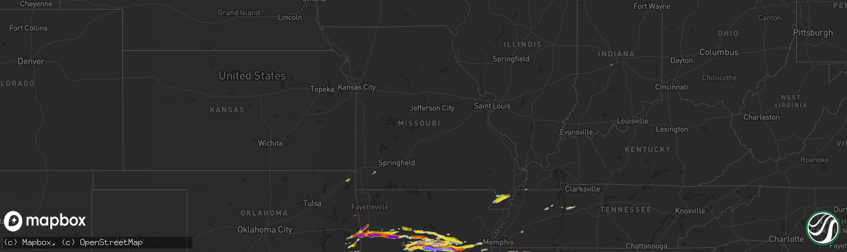 Hail map in Missouri on April 11, 2022