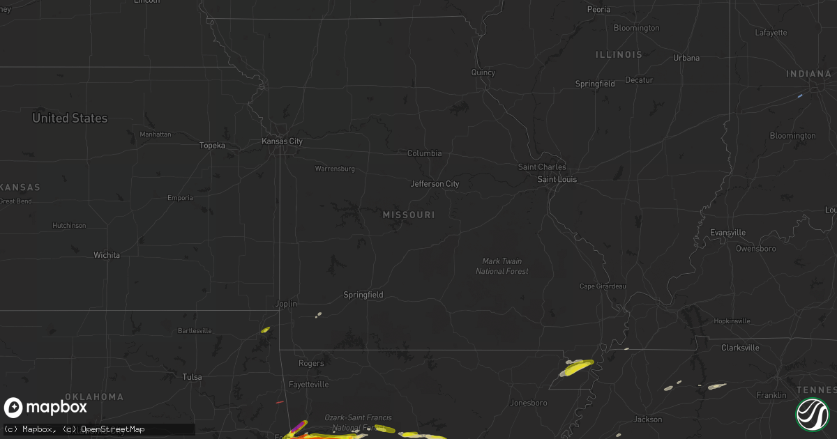 Hail map in Missouri on April 11, 2022