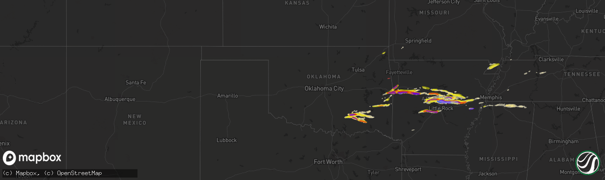 Hail map in Oklahoma on April 11, 2022