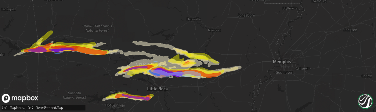 Hail map in Searcy, AR on April 11, 2022