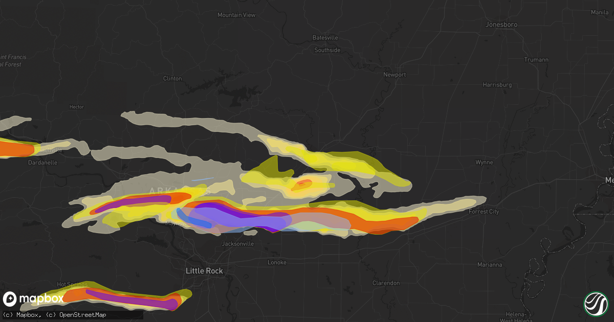 Hail map in Searcy, AR on April 11, 2022