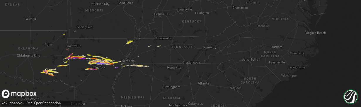 Hail map in Tennessee on April 11, 2022