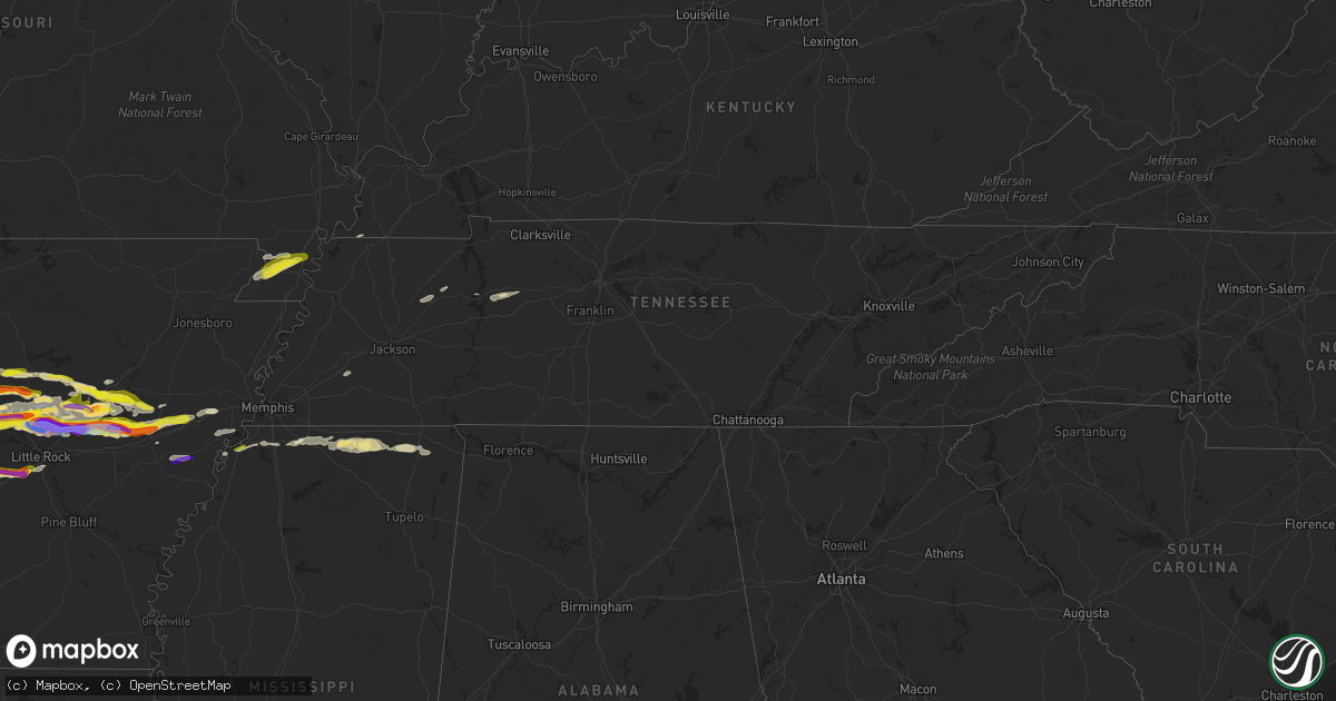 Hail map in Tennessee on April 11, 2022