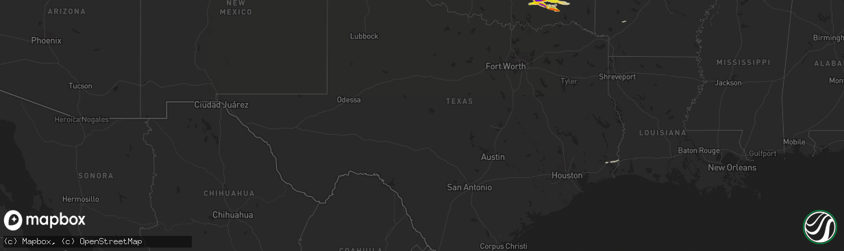 Hail map in Texas on April 11, 2022