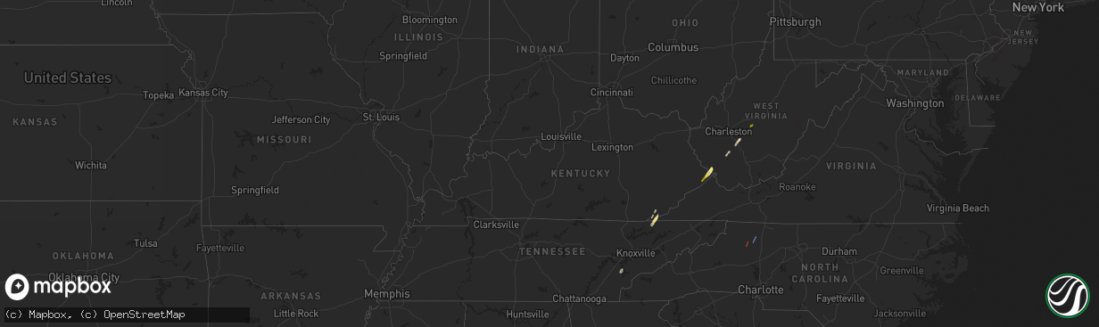 Hail map in Kentucky on April 11, 2024