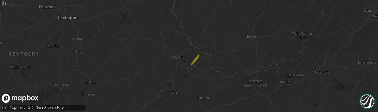 Hail map in Kimper, KY on April 11, 2024