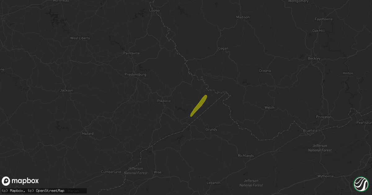 Hail map in Kimper, KY on April 11, 2024