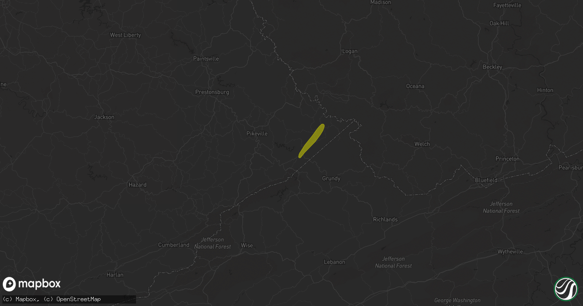Hail map in Lick Creek, KY on April 11, 2024
