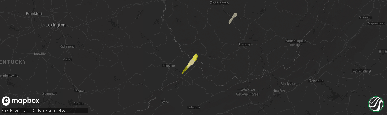 Hail map in Matewan, WV on April 11, 2024