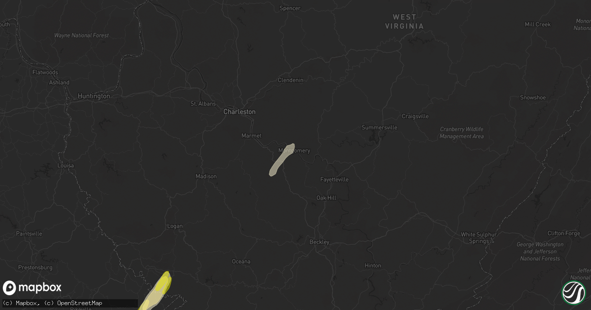 Hail map in Montgomery, WV on April 11, 2024