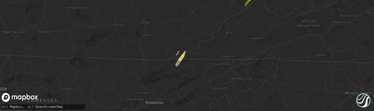 Hail map in Rose Hill, VA on April 11, 2024