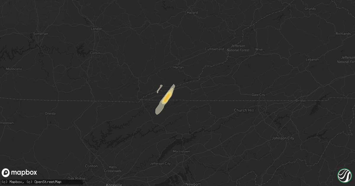 Hail map in Rose Hill, VA on April 11, 2024