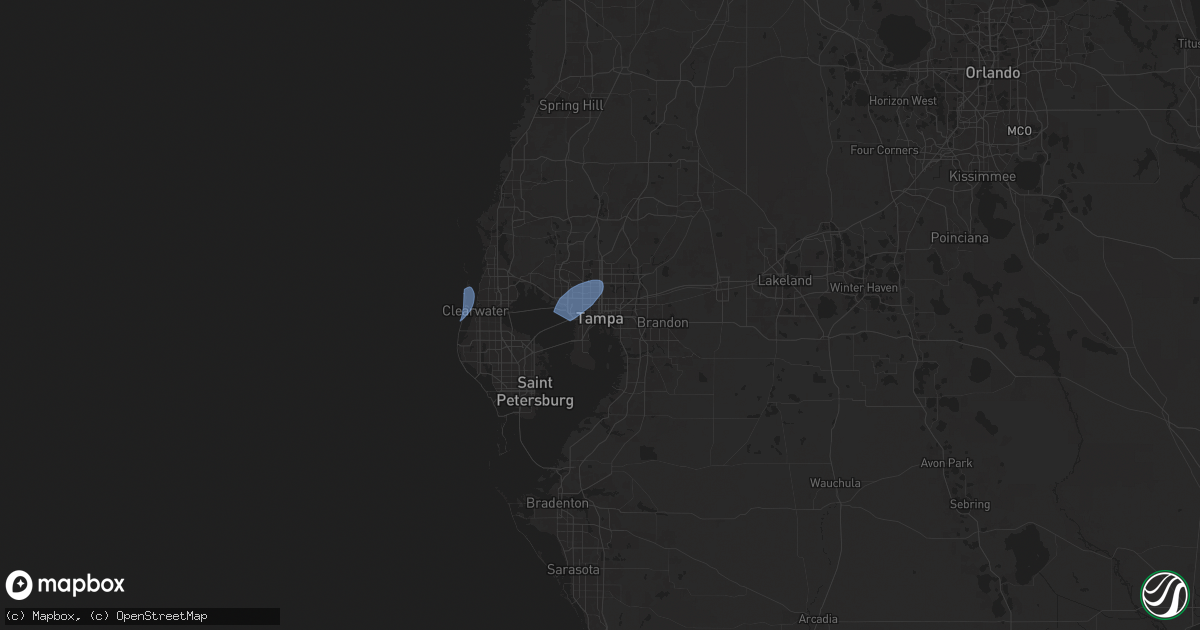 Hail map in Tampa, FL on April 11, 2024