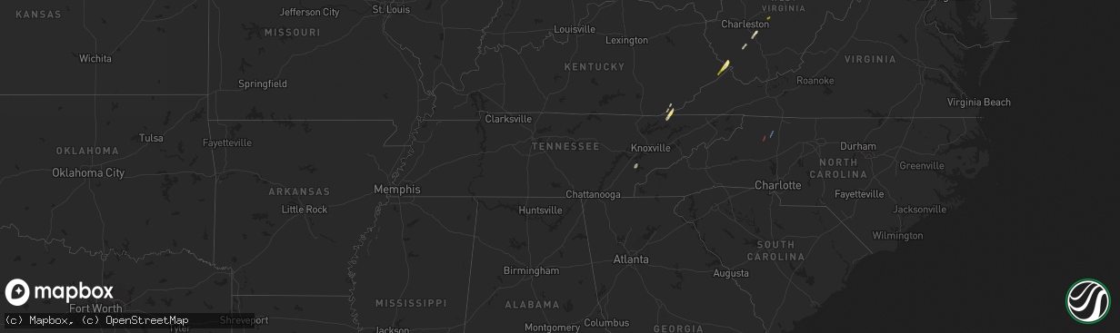 Hail map in Tennessee on April 11, 2024