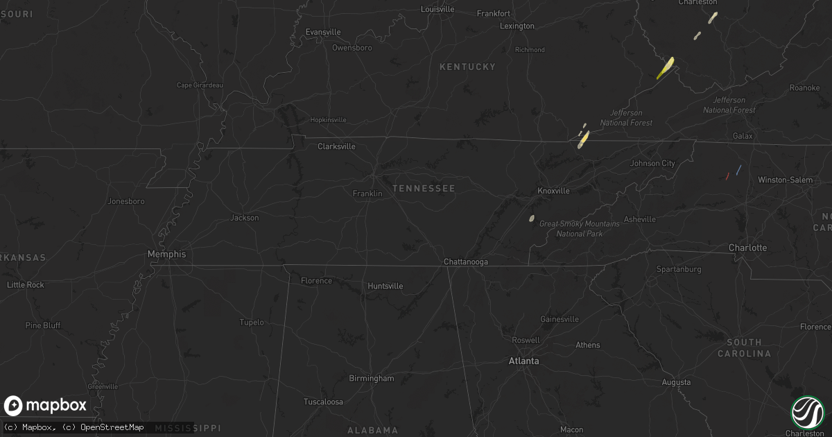 Hail map in Tennessee on April 11, 2024