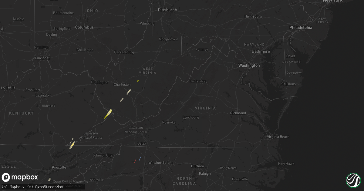 Hail map in Virginia on April 11, 2024