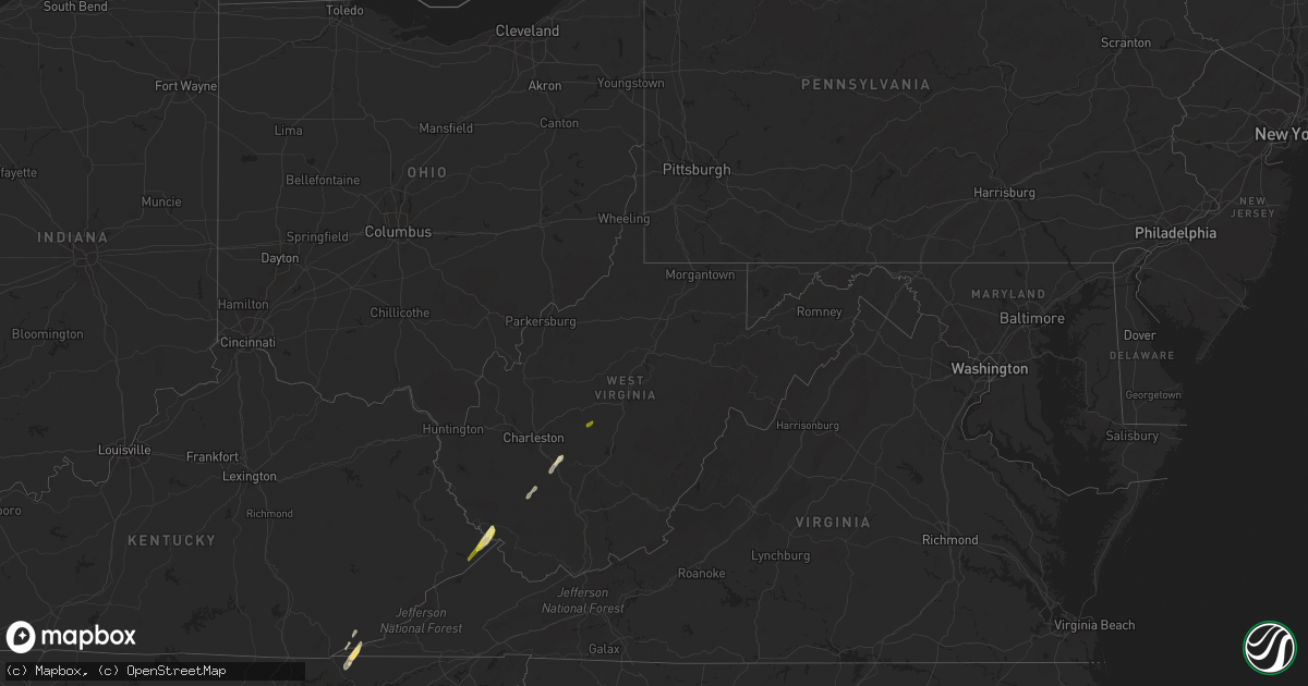 Hail map in West Virginia on April 11, 2024