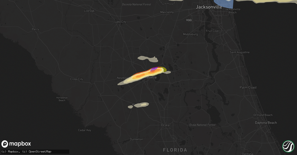 Hail map in Gainesville, FL on April 11, 2025