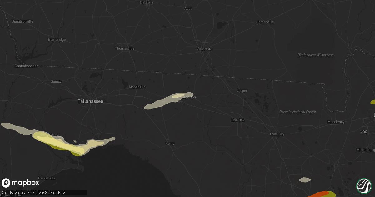Hail map in Madison, FL on April 11, 2025
