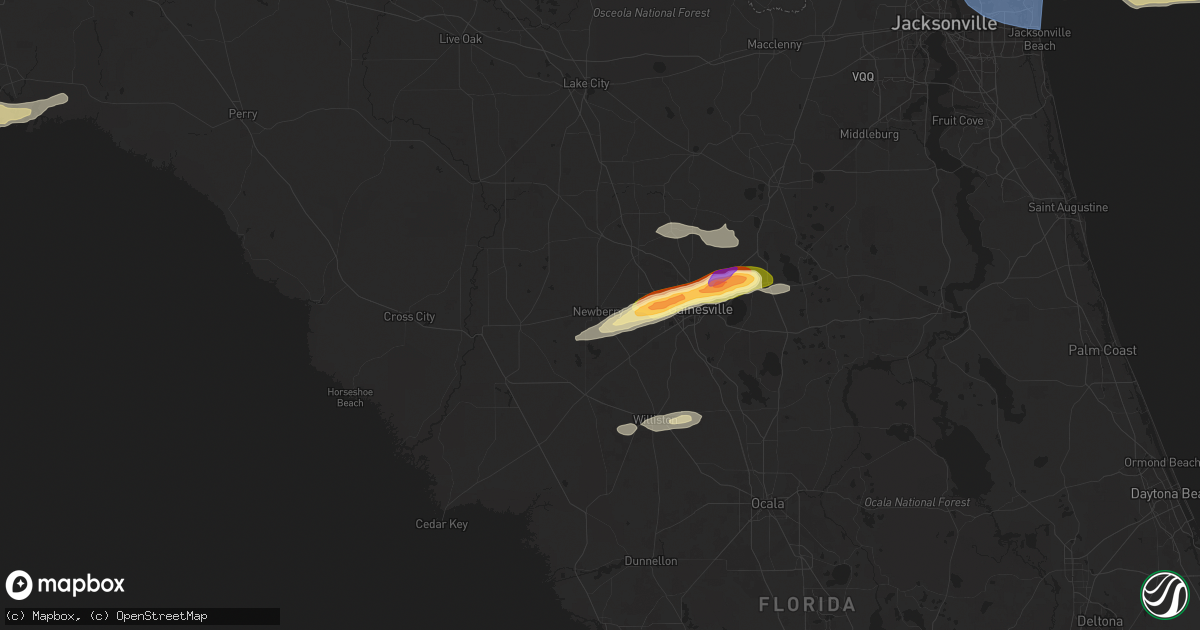 Hail map in Newberry, FL on April 11, 2025