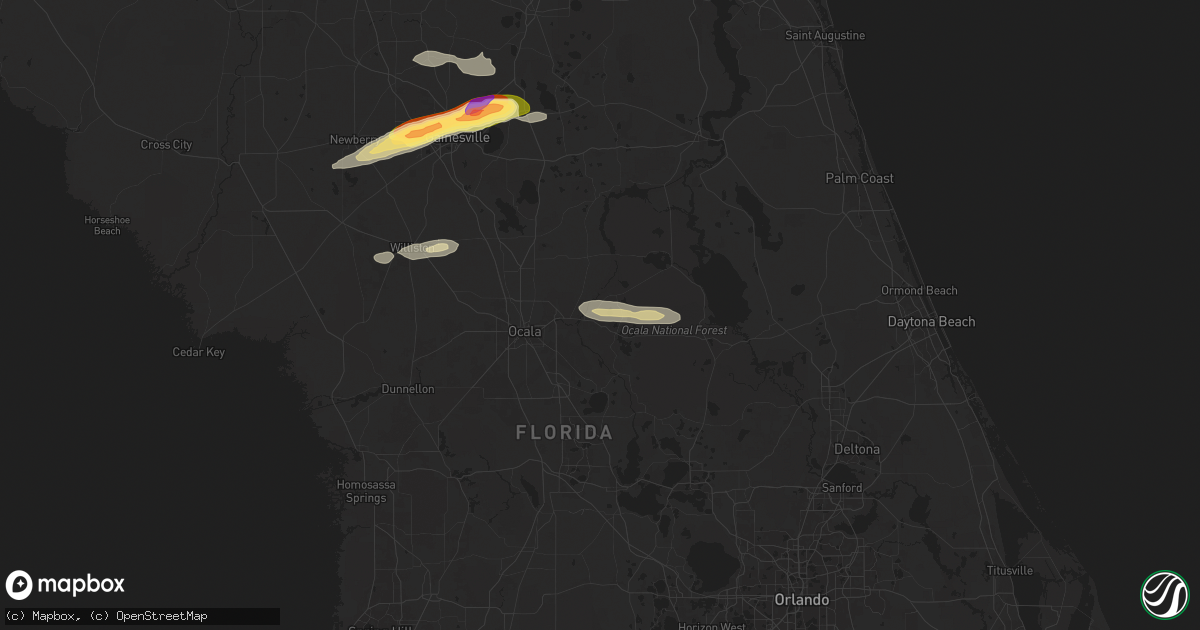 Hail map in Silver Springs, FL on April 11, 2025