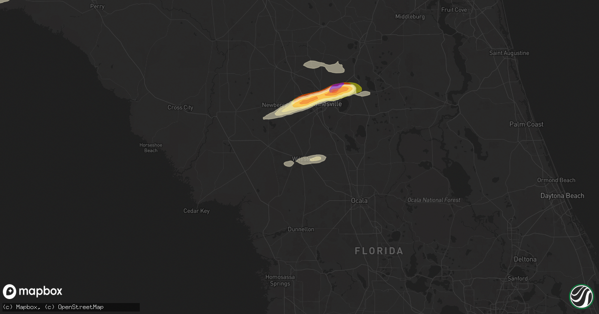 Hail map in Williston, FL on April 11, 2025