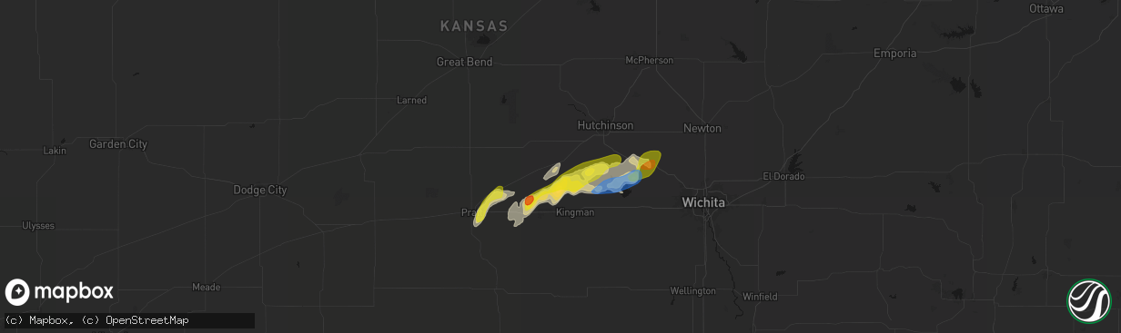 Hail map in Arlington, KS on April 11, 2026