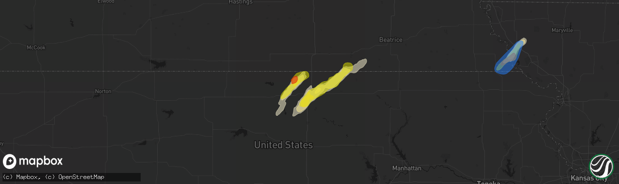 Hail map in Belleville, KS on April 11, 2026
