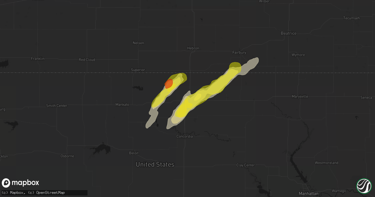 Hail map in Belleville, KS on April 11, 2026