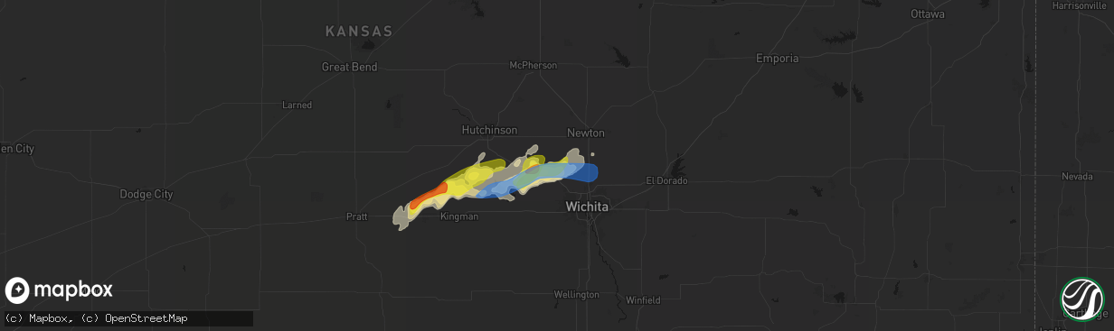 Hail map in Bentley, KS on April 11, 2026