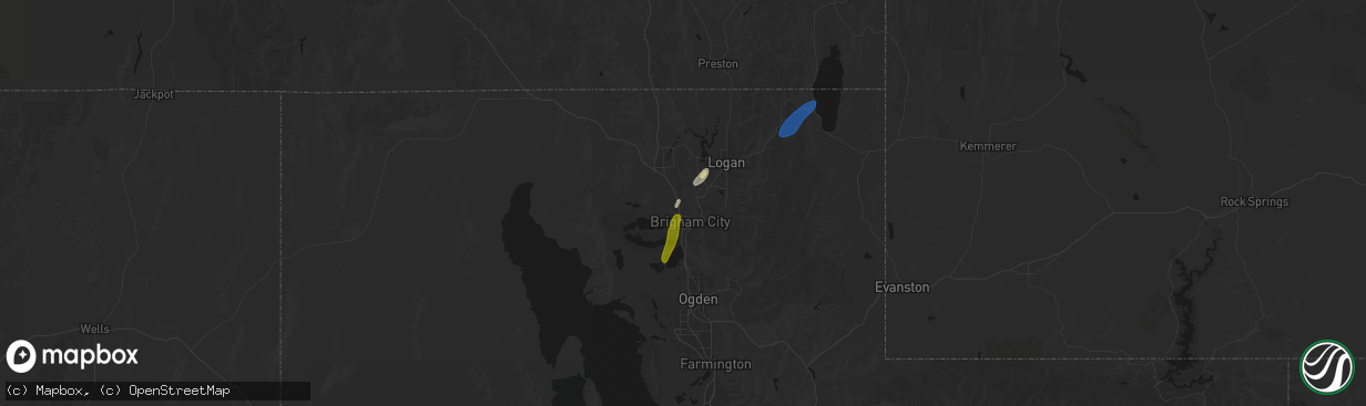 Hail map in Brigham City, UT on April 11, 2026