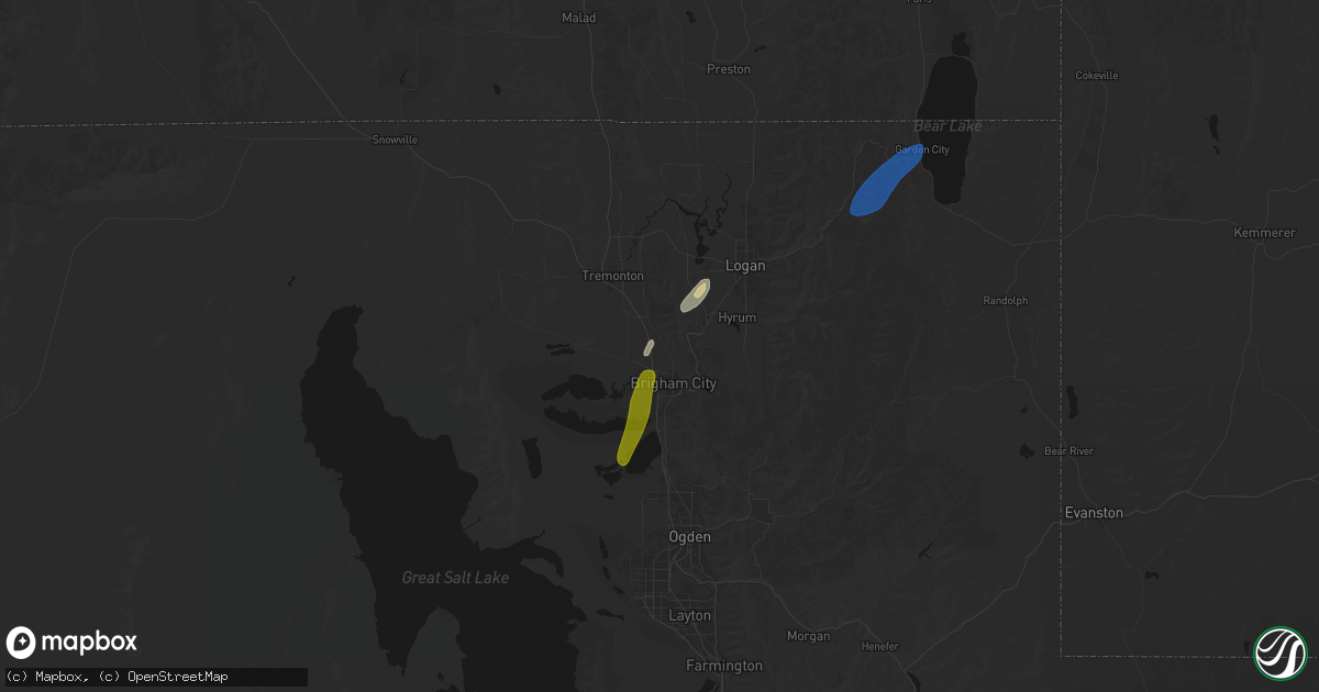 Hail map in Brigham City, UT on April 11, 2026