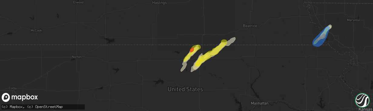 Hail map in Courtland, KS on April 11, 2026