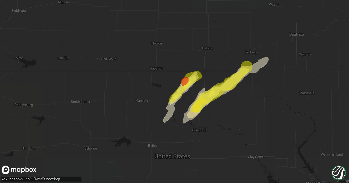 Hail map in Courtland, KS on April 11, 2026