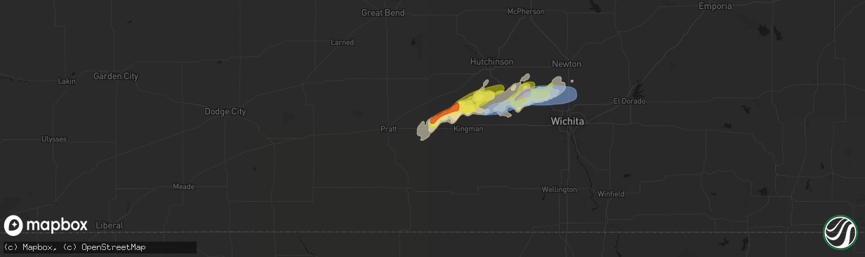 Hail map in Cunningham, KS on April 11, 2026